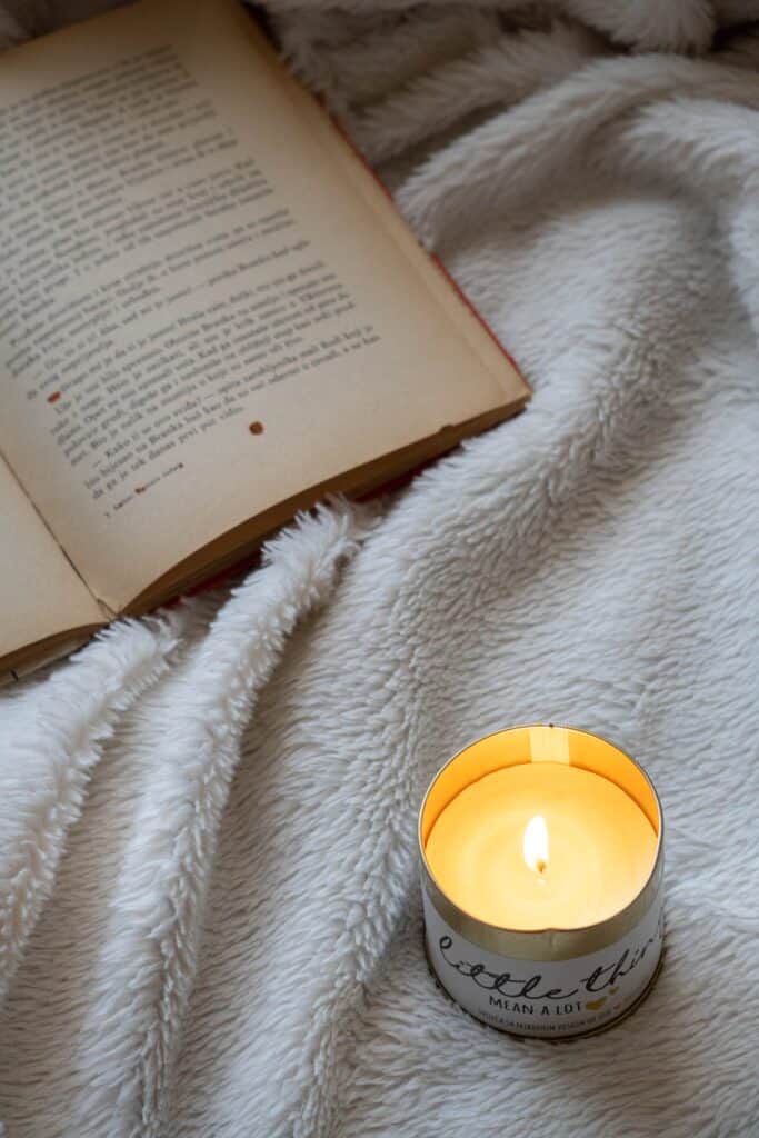 cosy home candle book winter wellness