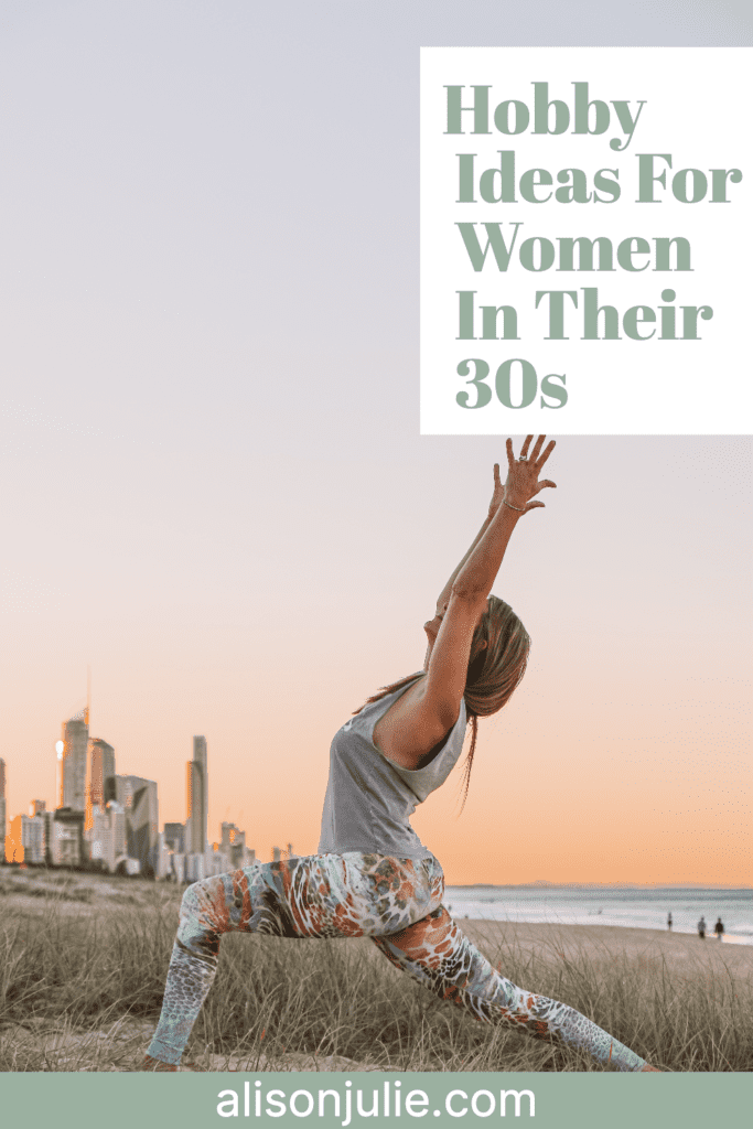 woman doing yoga on a beach hobbies for women